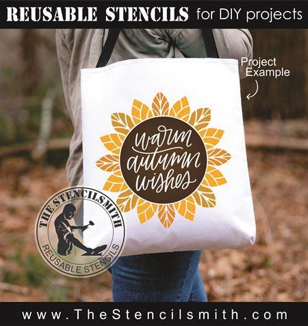 9102 warm autumn wishes sunflower stencil - The Stencilsmith