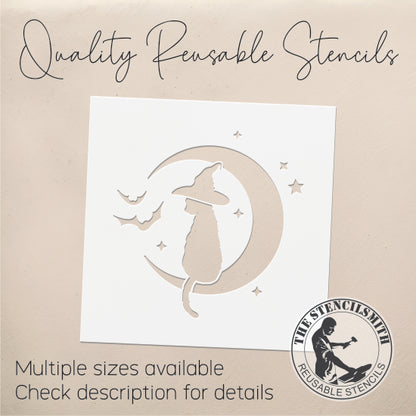 9107 Black Cat On The Moon Stencil