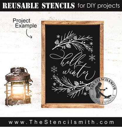9177 hello winter stencil - The Stencilsmith