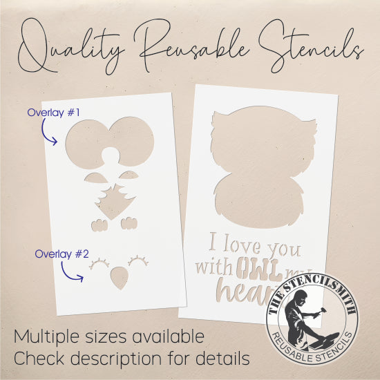9263 I Love You With Owl My Heart Stencil