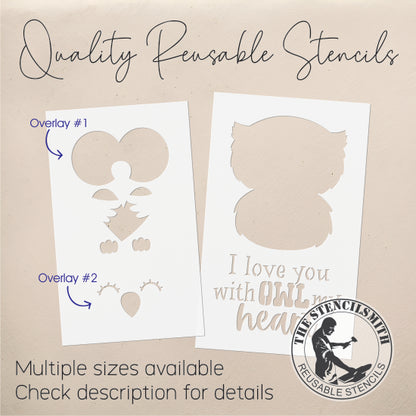 9263 I Love You With Owl My Heart Stencil