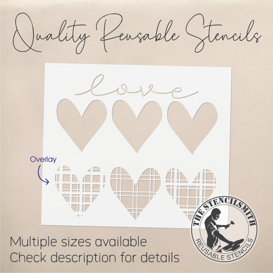 9274 Love Plaid Hearts Stencil
