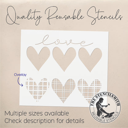 9274 Love Plaid Hearts Stencil