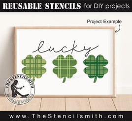 9291 Lucky (plaid shamrocks) Stencil - The Stencilsmith