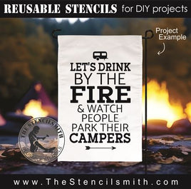 9345 Let's drink by the fire stencil - The Stencilsmith