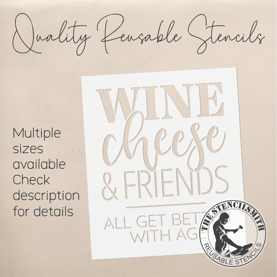 9384 Wine Cheese & Friends Stencil