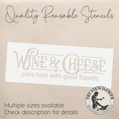 9385 Wine & Cheese Pairs Best Stencil