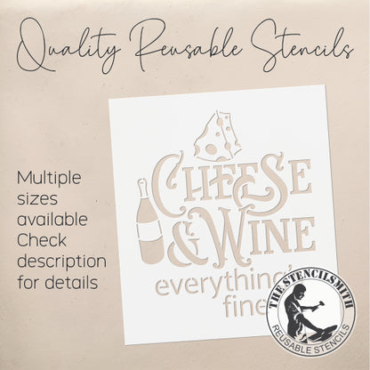 9387 Cheese & Wine Feeling Fine Stencil