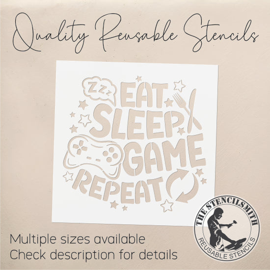 9410 Eat Sleep Game Repeat Stencil