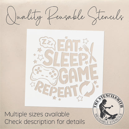 9410 Eat Sleep Game Repeat Stencil