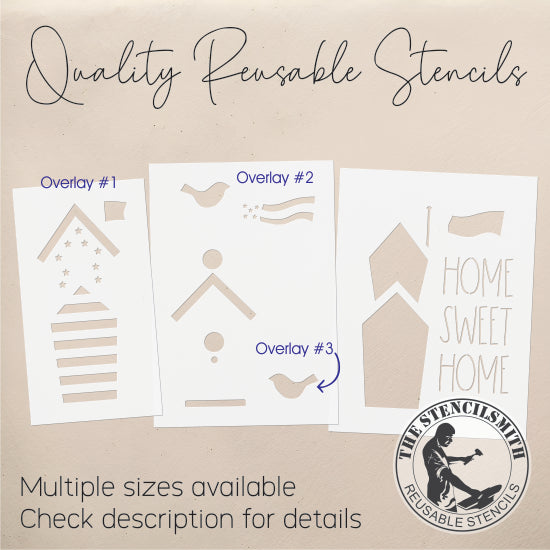 9434 Home Sweet Home Patriotic Birdhouse Stencil