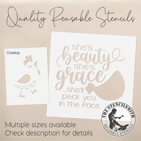 9437 She's Beauty Grace Chicken Stencil