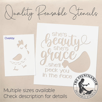 9437 She's Beauty Grace Chicken Stencil