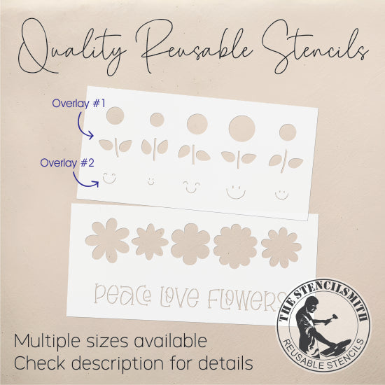 9478 Peace Love Flowers Stencil