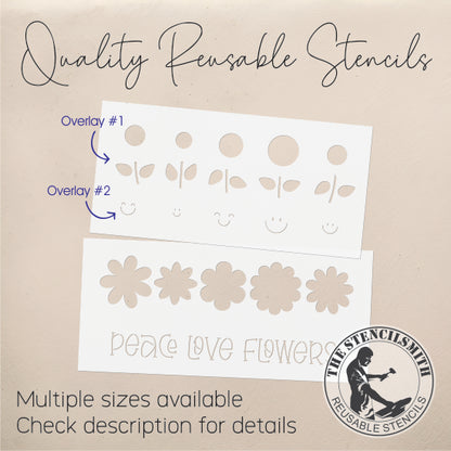 9478 Peace Love Flowers Stencil