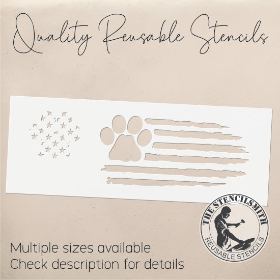9498 Paw Print Flag Stencil