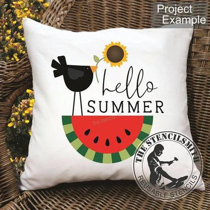 9532 Hello Summer Watermelon Crow Stencil