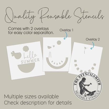 9532 Hello Summer Watermelon Crow Stencil - The Stencilsmith
