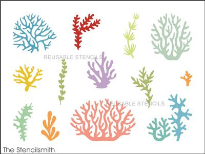 9538 Coral and Seaweed Stencil - The Stencilsmith