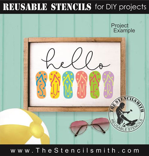 9544 Hello Summer flip flop Stencil - The Stencilsmith