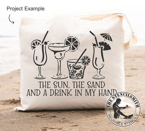 9556 The Sun The Sand cocktails Stencil - The Stencilsmith