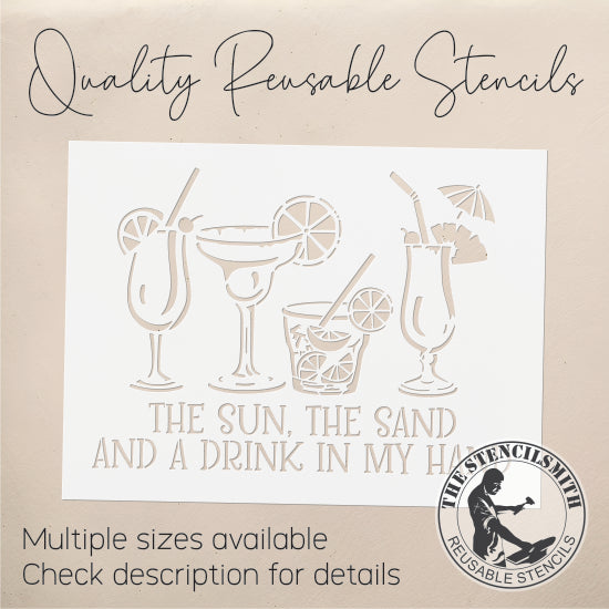 9556 The Sun The Sand Cocktails Stencil