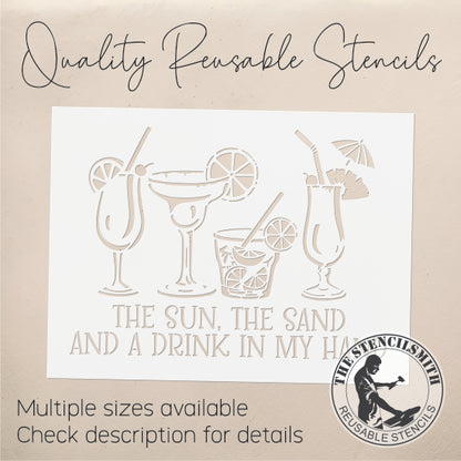 9556 The Sun The Sand Cocktails Stencil