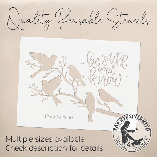 9557 Be Still And Know Bird Stencil