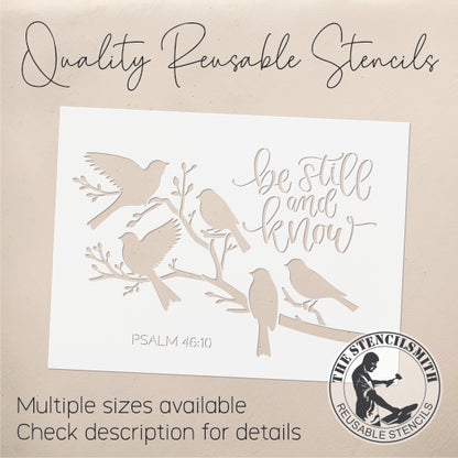 9557 Be Still And Know Bird Stencil