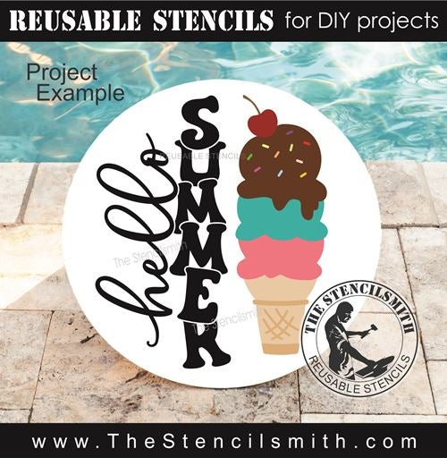 9562 hello summer ice cream stencil - The Stencilsmith