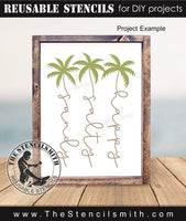 9563 sandy salty happy palm trees stencil - The Stencilsmith