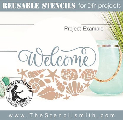 9565 Welcome seashells stencil - The Stencilsmith