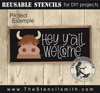 9583 Hey Y'all Welcome highland cow stencil