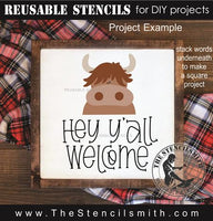 9583 Hey Y'all Welcome highland cow stencil