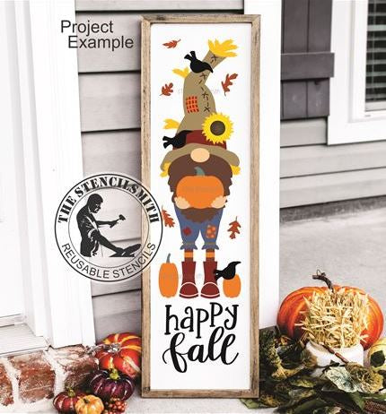 9629 happy fall scarecrow gnome stencil - The Stencilsmith