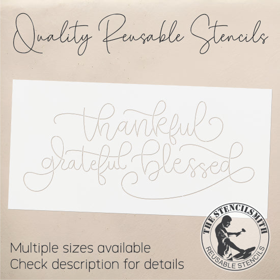 9631 Thankful Grateful Blessed Stencil