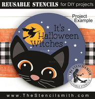 9633 It's Halloween Witches cat stencil