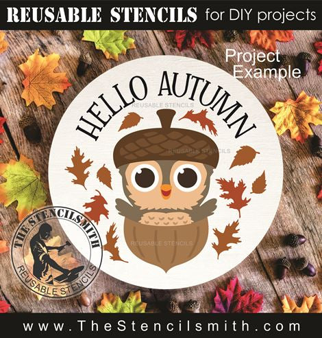 9649 Hello Autumn Acorn Owl Stencil - The Stencilsmith