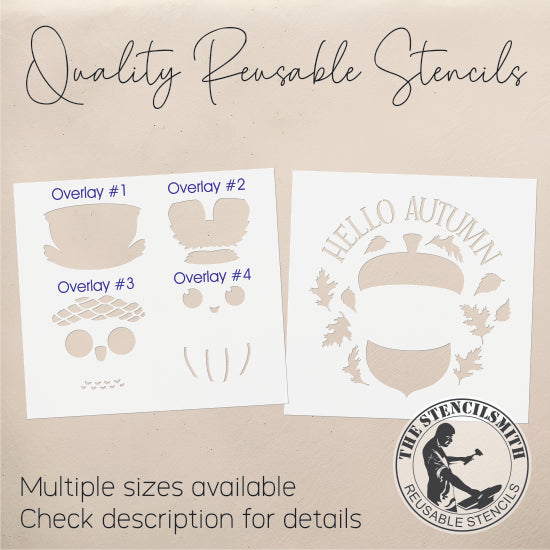 9649 Hello Autumn Acorn Owl Stencil