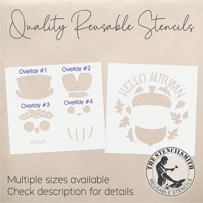 9649 Hello Autumn Acorn Owl Stencil