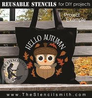 9649 Hello Autumn Acorn Owl Stencil