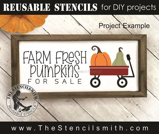 9652 Farm Fresh Pumpkins wagon stencil - The Stencilsmith