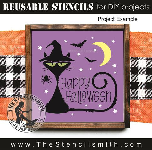 9658 Happy Halloween cat stencil - The Stencilsmith