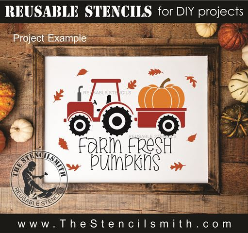 9672 farm fresh pumpkins tractor stencil - The Stencilsmith
