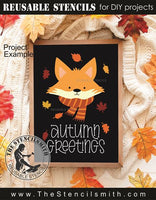 9682 Autumn Greetings Fox Stencil