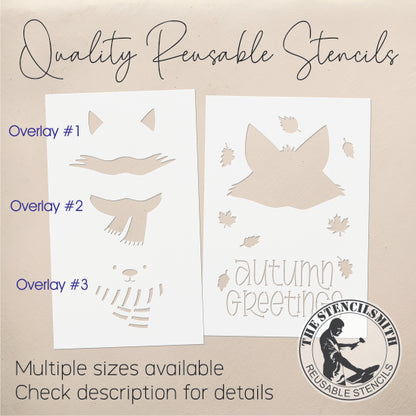 9682 Autumn Greetings Fox Stencil