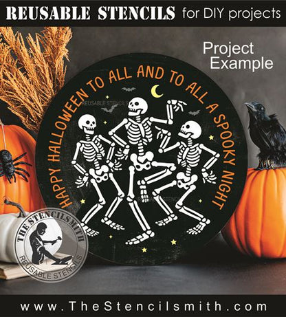 9691 Happy Halloween to all skeleton stencil - The Stencilsmith