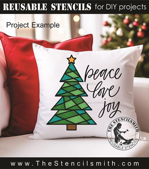 9725 Peace Joy Love tree stencil