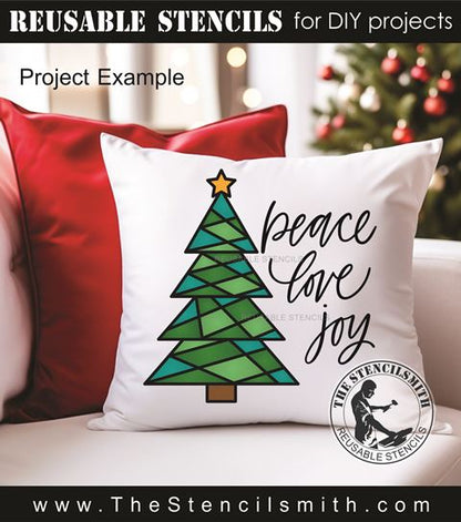 9725 Peace Joy Love tree stencil
