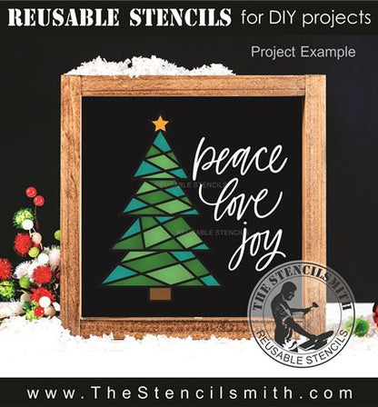 9725 Peace Joy Love tree stencil